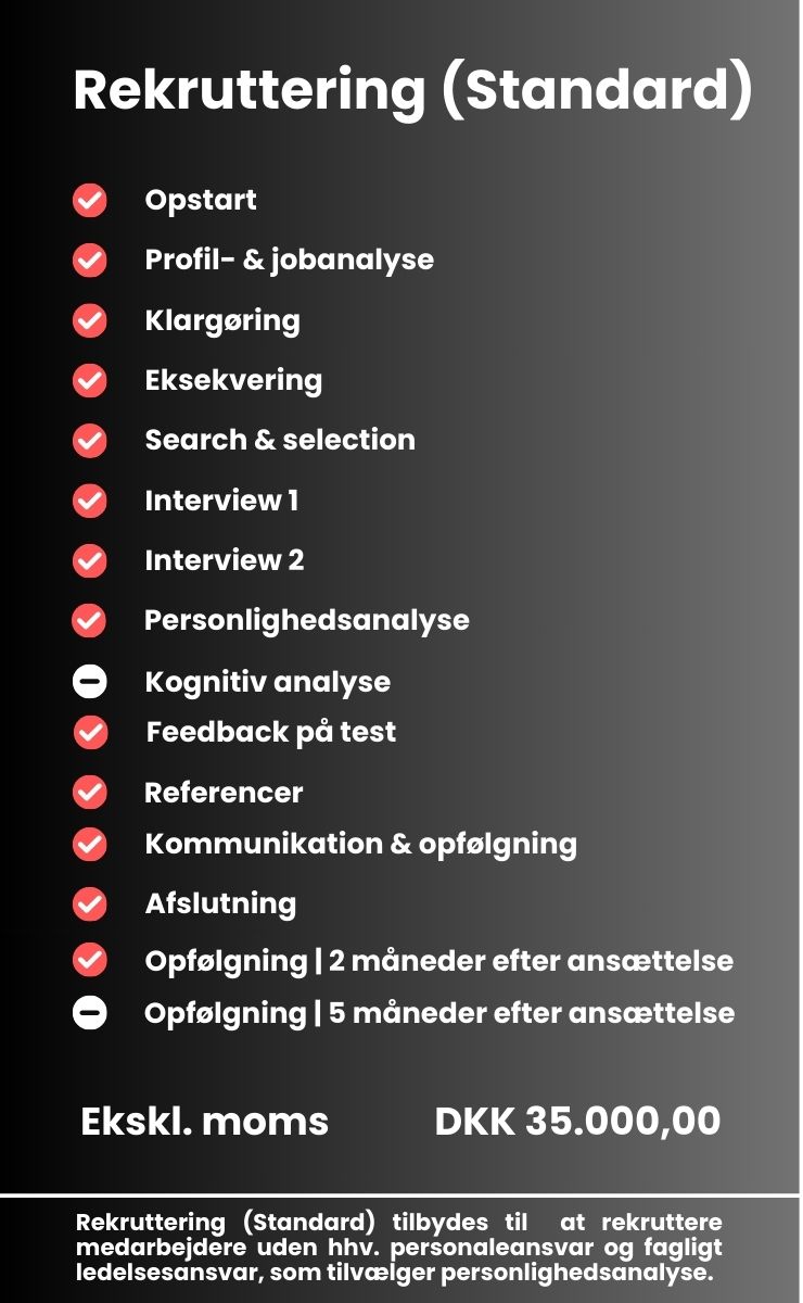 Rekruttering (Standard) Tasks & Pris 740 X 1200